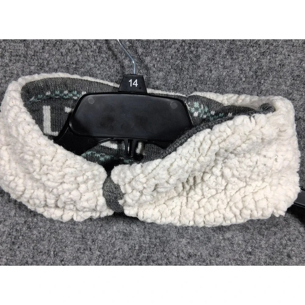 Quagga Gray Let It Snow Knit Headband Sherpa Fleece Lined Ear Warmer One Size